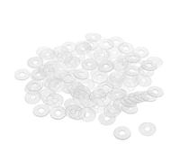 sourcing map Nylon Planas Arandelas M4 13mm DE 4mm DI 1mm Grosor Sellado Junta para Grifo Tubería Agua Manguera, Transparente, Paquete De 100