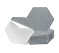 sourcing map Panel acústico autoadhesivo de 30 x 26 x 0,9 cm, buena densidad, a prueba de sonido, paneles hexagonales de absorción de sonido, azulejos de pared con borde biselado (gris claro)