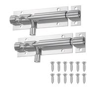 sourcing map Paquete de 2 cerraduras de perno de barril, pestillo de cerradura de puerta corredera de 3 pulgadas, pestillo de aleación de aluminio resistente con tornillos para puerta de dormitorio y