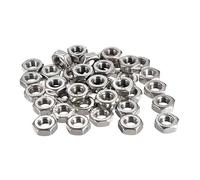 sourcing map paquete de 200 Tuercas hexagonales M2, 5x0.45mm tono plateado