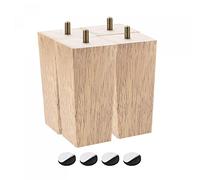 sourcing map Patas para muebles, juego de 4 patas cuadradas de madera maciza para sofá, patas de silla, mesa y sofá, piezas de repuesto, marrón claro