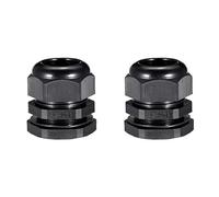 sourcing map PG29 Cable Glándula Impermeable Plástico Junta Ajustable Tuerca Bloqueo Negro para 16mm-25mm Diámetro Cable Alambre 2 uds