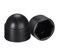 sourcing map Plástico Cúpula Perno Tuerca Protección Tapa Cubiertas, M8/13mm Hexagonal Tornillo Cubierta Negro 100 Piezas