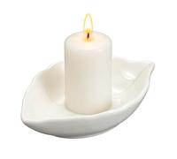 sourcing map Platos de cerámica para portavelas, 10 x 7,6 cm, con forma de hoja, plato decorativo pequeño para velas de té, aromaterapia, boda, rústico, vintage, hogar, color blanco