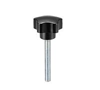 sourcing map Pomo Estrella Agarre M8 X 60 mm Rosca Macho Acero Zinc Perno Negro PP
