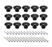 sourcing map Pomos de cerámica para cajones de 38 x 28 mm, 15 tiradores de puerta en forma de hongo, color negro