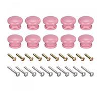 sourcing map Pomos redondos de madera, 10 tiradores de 33 x 23 mm para cajón con tornillos, color rosa
