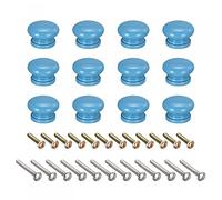 sourcing map Pomos redondos de madera, 12 tiradores de 33 x 23 mm para cajón con tornillos, color azul