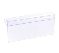 sourcing map Portaetiquetas Porta Precio Soporte de Etiquetas 100x42mm Clip En Estante Transparente Plástico para 4-8mm Vidrio Estantería, Paquete de 20