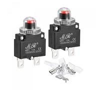 sourcing map Protector de Sobrecarga de Circuito Kit 12A AC125/250V DC32V, Disyuntor Térmico de Botón con Tapa impermeable, 2 Juegos