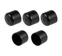 sourcing map Protectores de Rosca de Tornillo 24mm ID Tapa Redonda Cubierta Negra de TuboGoma Tapa Flexible para Extremo Tapones Blando, Negro, 5pcs