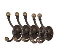 sourcing map Puerta Pasillo Baño Tornillo Montado Ganchos de Pared de Metal Tono Bronce 5 Piezas