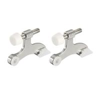 sourcing map Puerta Topes 2uds 2-1/2" x 1-3/4" - Zinc Aleación Bisagra Pasador Puerta Parada, K Tipo Ajustable Puerta Tope con Goma Parachoques Puntas (Níquel)
