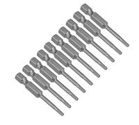 sourcing map Puntas de destornillador de seguridad Torx S2 de alta aleación de acero 50mm vástago hexagonal de 1/4" magnética T9 10 piezas