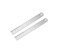 sourcing map Recta Regla 15cm 6 Pulgadas Métrico Acero Inoxidable Medición Herramienta con Colgante Orificio 2uds