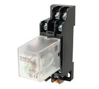sourcing map Relé de potencia electromagnético de propósito general DPDT + base de enchufe, luz indicadora verde de bobina DC48V 8 pines