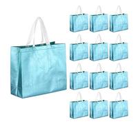 sourcing map Reutilizables Regalo Bolsas, Azul Mano Brillante Supermercado Compras Bolsa con Manijas para Cumpleaños Fiestas, Boda, Navidad, Paquete de 60