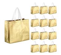 sourcing map Reutilizables Regalo Bolsas, Dorado Tono Mano Brillante Supermercado Compras Bolsa con Manijas para Cumpleaños Fiestas, Boda, Navidad, Paquete de 60