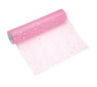 sourcing map Rollo de camino de mesa rosa, 11 pulgadas x 45 pies, malla metálica con lentejuelas, decoración de camino de mesa, papel de aluminio brillante, centro de mesa para boda, fiesta de