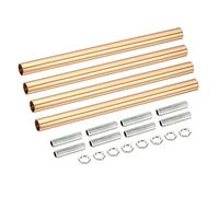 sourcing map Rosca Extensión Varilla Kit, M10 Rosca 7.87" Acoplamiento Tuerca Redondo Manguito Conector con Roscada Tubería Hexagonal Tuerca, Francés Oro 4 Juego