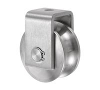 sourcing map Rueda de Ranura en U de Acero Inoxidable 304, Diámetro de 68mm, Capacidad de Carga de 900kg para Puertas Corredizas, Máquinas Industriales, Ancho de Ranura 22mm