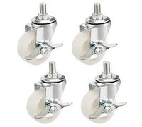 sourcing map Ruedas giratorias de nylon de 2 pulgadas M10 x 15mm Ruedas Roscadas con freno Blanco 4 PCS.