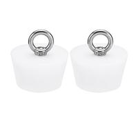 sourcing map Silicona Caucho Cónico Tapón 40 a 51mm Sólido Bañera Tapones Tapón con Anillo para Prueba Tubos, Agua Tubería, Drenaje Agujero, Blanco 2uds