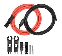 sourcing map Solar Panel Cable 10 Pies 8 AWG 10mm2 Solar Cable Estañado Cobre Alambre con Hembra y Macho Conector Negro Rojo para RV Barco Marino Solar Panel