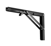 sourcing map Soporte Estantería Plegable 30cm, Escuadras Abatible Bisagra Soportes de Estante de Pared, Carga Máx 60kg, Bisagra Mesa Plegable, Angulos Metalicas Plegables Estantería, Negro 2Pcs