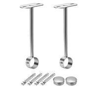 sourcing map Soporte para Cortinas, 2 Soportes de Techo, Soporte Barra Armario, Altura 300mm, para Barra de 32mm Diámetro de Cortina de Ducha de Armario (Tono Plateado)