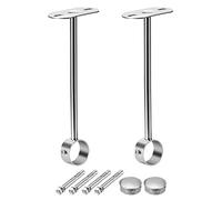 sourcing map Soporte para Cortinas, 2 Soportes de Techo, Soporte Barra Armario, Altura 350mm, para Barra de 32mm Diámetro de Cortina de Ducha de Armario (Tono Plateado)