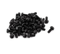 sourcing map sourcingmap® M2,5 x 6 mm de Nylon cruz Phillips tornillos de máquina de cabeza pan negro 50 PCS