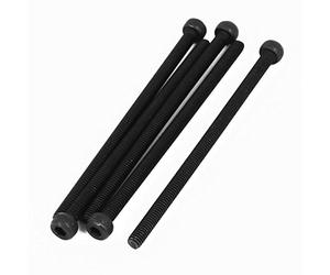 SOURCING MAP sourcingmap® M4x75mm Tornillo moleteado totalmente de cabeza hexagonal rosca negro 5pcs