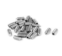 sourcing map sourcingmap® M5 x 12mm de punta cónica hueca hexagonal de Tornillo sin cabeza en tono plateado 25 pcs