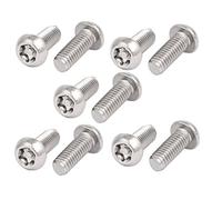 sourcing map sourcingmap® M6x16mm 304 Cabeza de botón de acero inoxidable a prueba de manipulaciones de Seguridad Tornillos Torx 10pcs