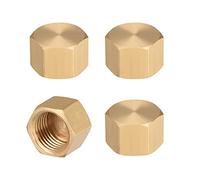 sourcing map Tapa de montaje de tubería G1/4, Conector de manguera de rosca hembra hexagonal de latón, para juntas de boquilla de tuberías de agua de jardín y exterior, 4 piezas