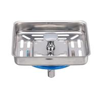 sourcing map Tapón de agua cuadrado para fregadero con poste de acero inoxidable, drenaje de malla antibloqueo para el hogar, baño, tono plateado