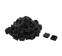sourcing map Tapón De Tapa De Cierre De Extremo De Inserto De Tubo De Diseño Cuadrado Plástico Negro 38 X 38 mm 100Pcs