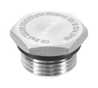 sourcing map Tapón de tubería de acero inoxidable 304 G3/8 rosca macho exterior hexagonal cabeza hexagonal tapones con anillo de sellado para tubo de aire, agua, aceite y gas