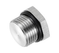 sourcing map Tapón de tubería, G3/8 macho 304 de acero inoxidable con cabeza hexagonal exterior, rosca sólida con anillo de sellado para terminación de extremo en sistema hidráulico/neumático