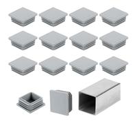 sourcing map Tapones de extremo de tubo cuadrados de 40 mm, 16 tapones de plástico para agujeros de inserción para tubos de metal, postes, sillas, estantes, muebles, color gris