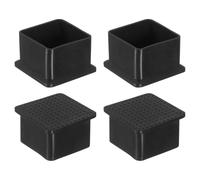 sourcing map Tapones de plástico para patas de muebles, 4 piezas de 38 x 38 mm, tapas rectangulares para patas de silla, protectores de suelo para mesa, silla, patas de equipo de maquinaria (negro)
