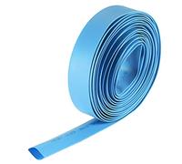 sourcing map Termoretráctil Tubo, 14mm Diámetro 23mm Plano Ancho 2:1 Relación Encogible Tubo Cable Manga 7m - Azul