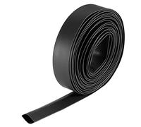 sourcing map Termoretráctil Tubo, 14mm Diámetro 23mm Plano Ancho 2:1 Relación Encogible Tubo Cable Manga 7m - Negro