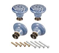 sourcing map Tiradores de Cajón de Cerámica 32x34mm, 4 Pomos de Puerta con Forma de Bola con Tornillos de Montaje para Hogar, Cajón y Tocador, Azul