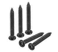 sourcing map Tornillo autorroscante Phillips de cabeza plana de 3 mm x 25 mm, 100 piezas - Tornillo de madera de cabeza redonda de acero inoxidable 304 con rosca completa (negro)
