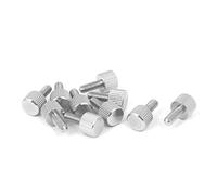 sourcing map Tornillo cabeza de pulgar Piezas de ordenador caso acero inoxidable plana cabeza moleteada M4 x 10mm 10 piezas