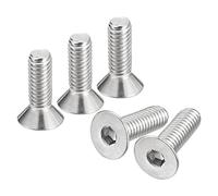 sourcing map Tornillos de cabeza avellanada plana de 5/16-18 x 1 pulgada, 5 tornillos hexagonales de acero inoxidable 304, rosca completa, pernos avellanados