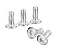 sourcing map Tornillos de cabeza Phillips de cabeza redonda plana M6 x 15 mm, 12 tornillos Phillips de acero inoxidable 304, rosca completa, acabado brillante, tornillo de conexión de tornillo para