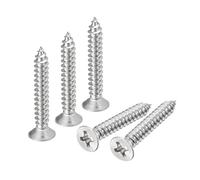 sourcing map Tornillos de chapa de cabeza plana #6 x 1 pulgada, 50 tornillos Phillips Drive para madera, tornillos autorroscantes de acero inoxidable 304